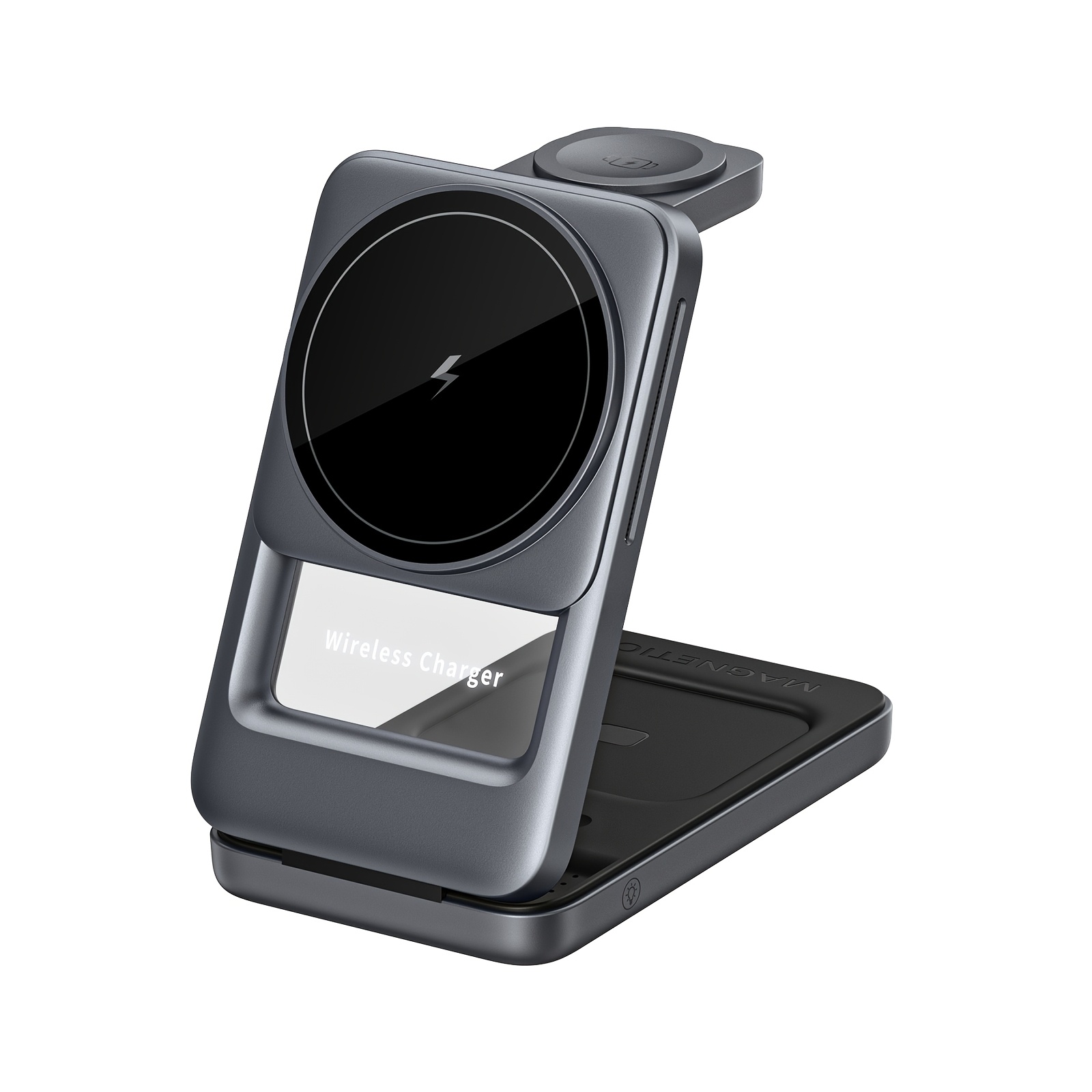 TEMU Foldable 3-in-1 Magnetic Wireless Charger, & Lightweight Charging Stand With Adjustable Night Light, For Iphone 17 16 15 14 13 12, Watch &