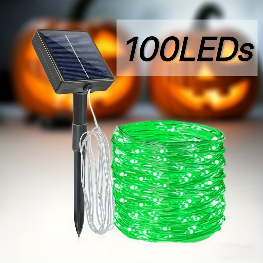TEMU Halloween And Christmas Special Edition, Solar-powered Lithium Battery Copper Wire Lights, In Warm/blue/purple/red/green/orange For A Of , With