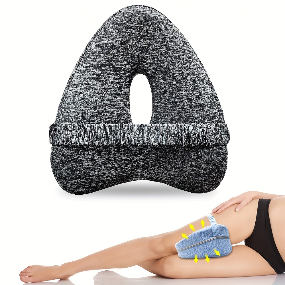 Simple Gray, Cute Side Sleeping Pad With Tie Strap Knee Leg Pillow