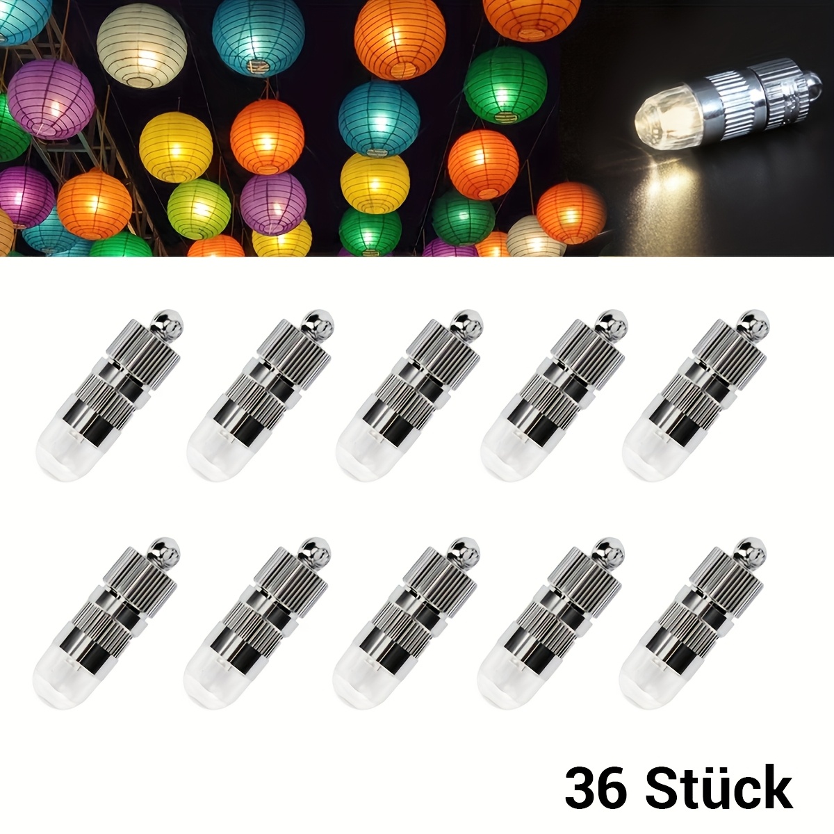 Image of 36pcs Mini Led Lantern Lights For Paper Lanterns Warm White Battery Operated