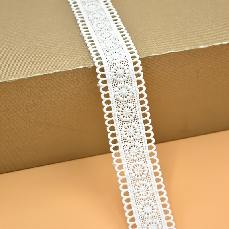 2.6cm Wide White Water-soluble Embroidered Lace Trim | Floral Pattern Fabric Trim For Clothing Decoration, Collars, Cuffs, Hemlines - Sewing & Knitting Supplies, Lace Fabric