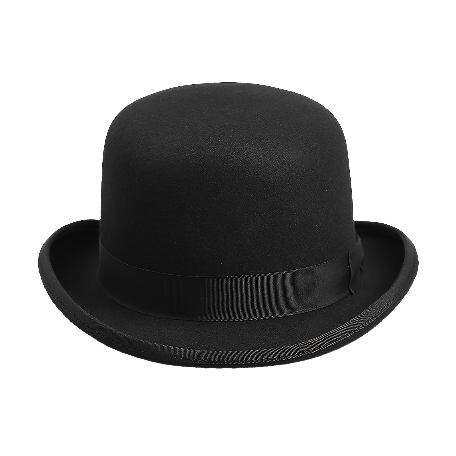 TEMU Men's Retro Elegant Bowler Hat, Vintage Short-brimmed Fedora, With Black Hatband, Suitable For Casual Formal Occasions Parties Wear