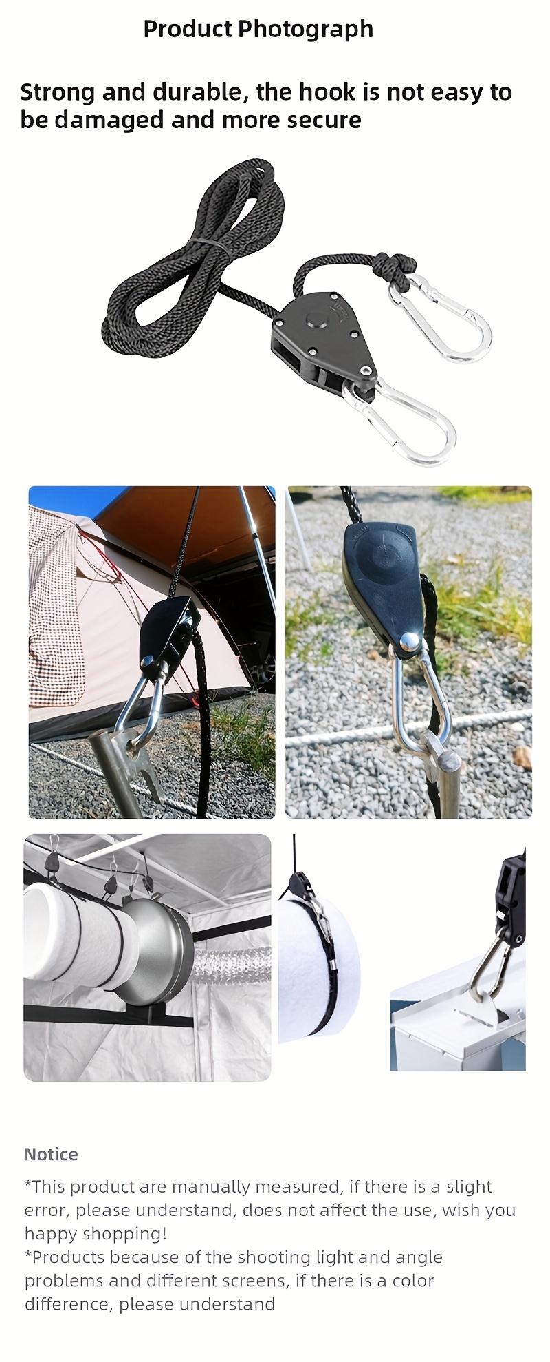 [2pcs Adjustable Ratchet Hangers] 2pcs Adjustable 8 Inch Reinforced Ratchet Hangers | Hanging Ratchet for Tent Grow Plant Lamp Rope Ratchet Hanger Pulley Hook