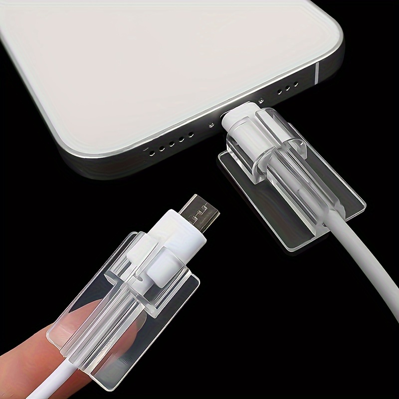5pcs Clear Phone Charge Charger Saver, Cable Secure-Fit Clip, Cable Protection, Modern Simple Design For Most Cables