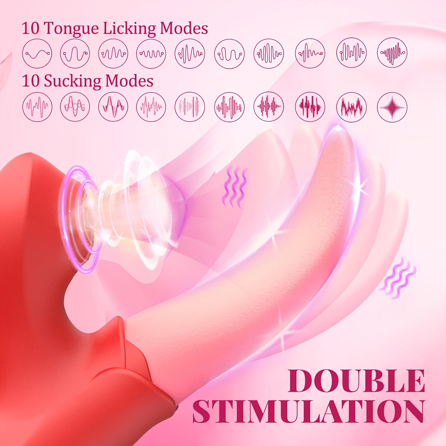 . flexibles simulationszunge,   sinnliches klitoris- und g-punkt-vibrations-sexspielzeug - 10 saugen- und leckenmodi, brustwarzenstimulation, usb-aufladbar -   sexspielzeug Produktdetails 1