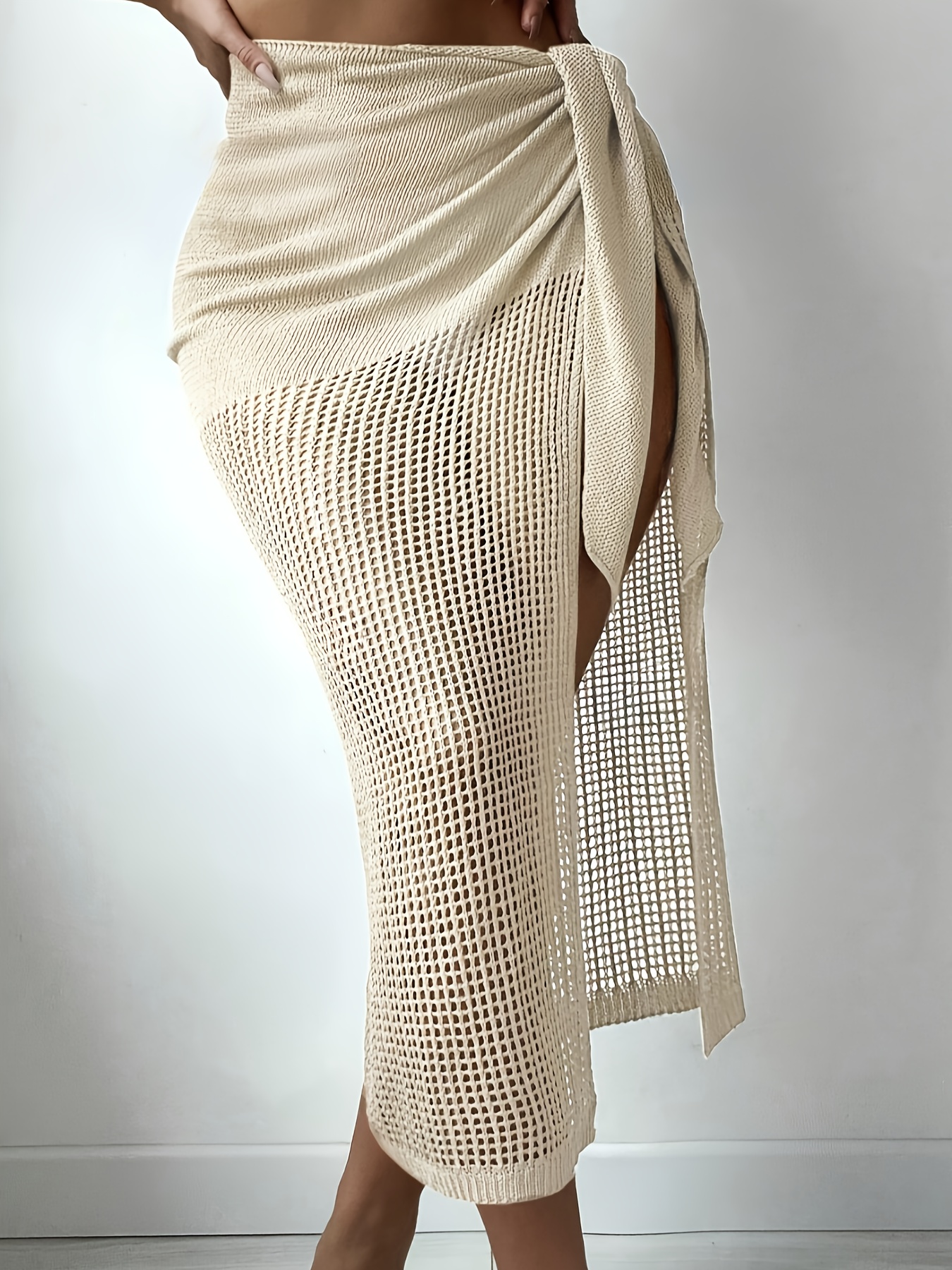 elegant semi sheer lace beach skirt wrap long flowy cover Temu