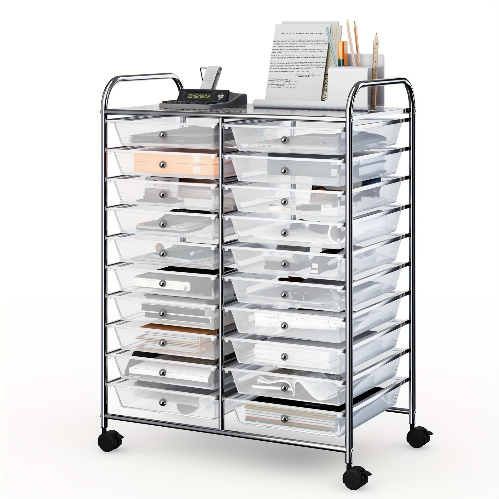 

20 Drawers Rolling Cart Storage Scrapbook Paper Studio Organizer Bins Clear