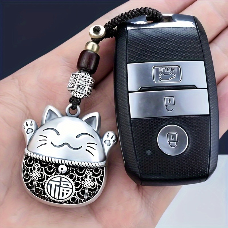 

1pc Cute Lucky Cat Classic Braided Rope Car Keychain