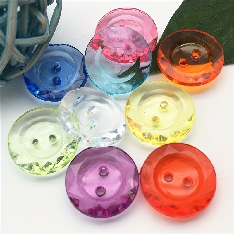 E-shop 100 Stück 13 mm Acryl Chiffon Hemd Knöpfe, Bluse Verzierungen Multicolor Transparent 2-Augen Knöpfe Nähen Zusätze