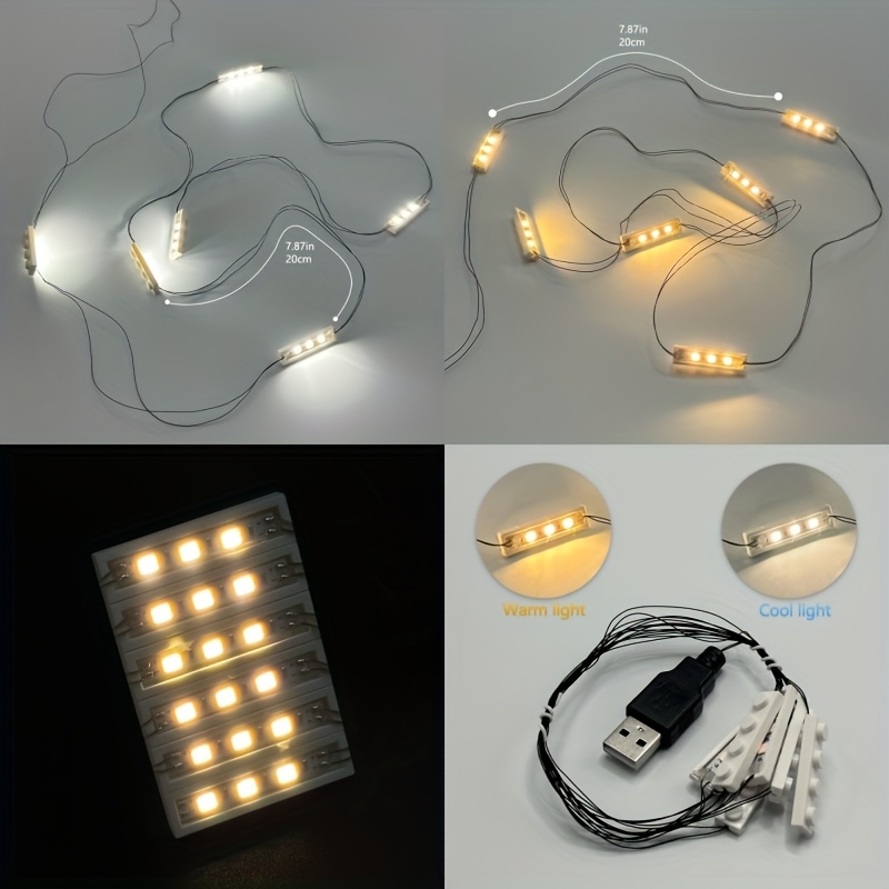 LED Building Block Lighting Kit 4 Warm 1x4 Bricks
