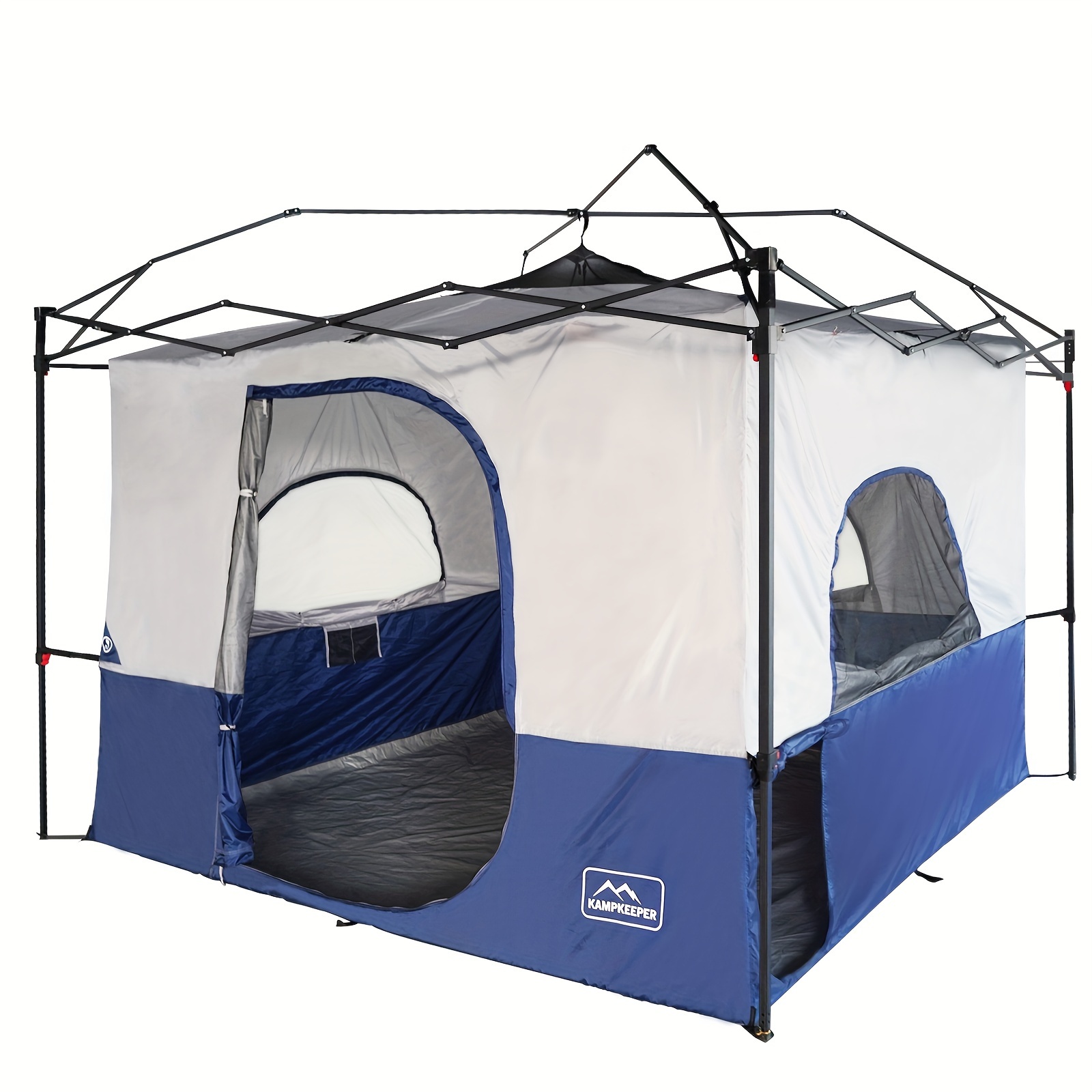 TEMU Kampkeeper Camping Cube A 10'x10' Straight Leg Canopy Into An Inner Pop-up Tent, Featuring A Fully Ventilated Roof With A Dog Access Hole (canopy And Frame Not Included), In Navy Blue.