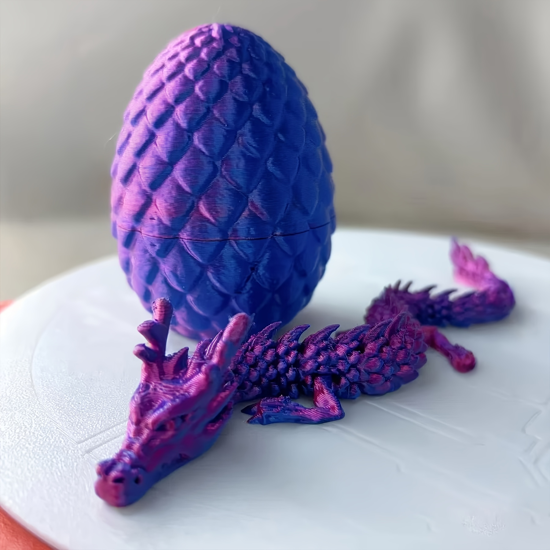 Image of 2pcs Of 3d Printed Dragons And , Surprise Trinkets (including 1 Dragon And 1 Dragon Egg), Movable Joints, 5.1-inch Dragon And 2.76-inch Egg, Animals, Christmas, Halloween, Easter Gifts