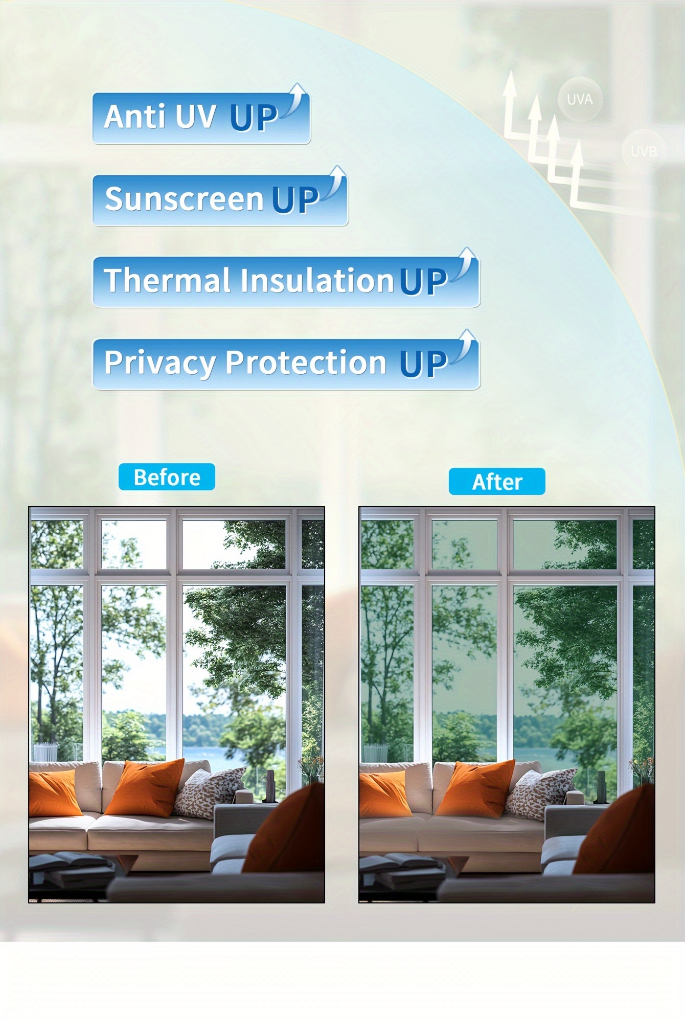 glass film sunshade sunscreen uv protection privacy window protector 1 roll   decoration   free electrostatic adsorption translucent heat insulation shading sunscreen for home bathroom door kitchen glass film glass sticker details 5