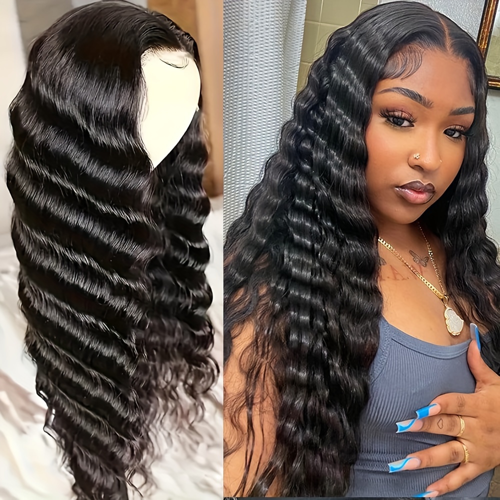 

Brazilian Virgin Human Hair Deep Wave Lace Front Wigs For Women - 150% Density, Pre With Baby Hair - Glueless 13x4 Lace Front -