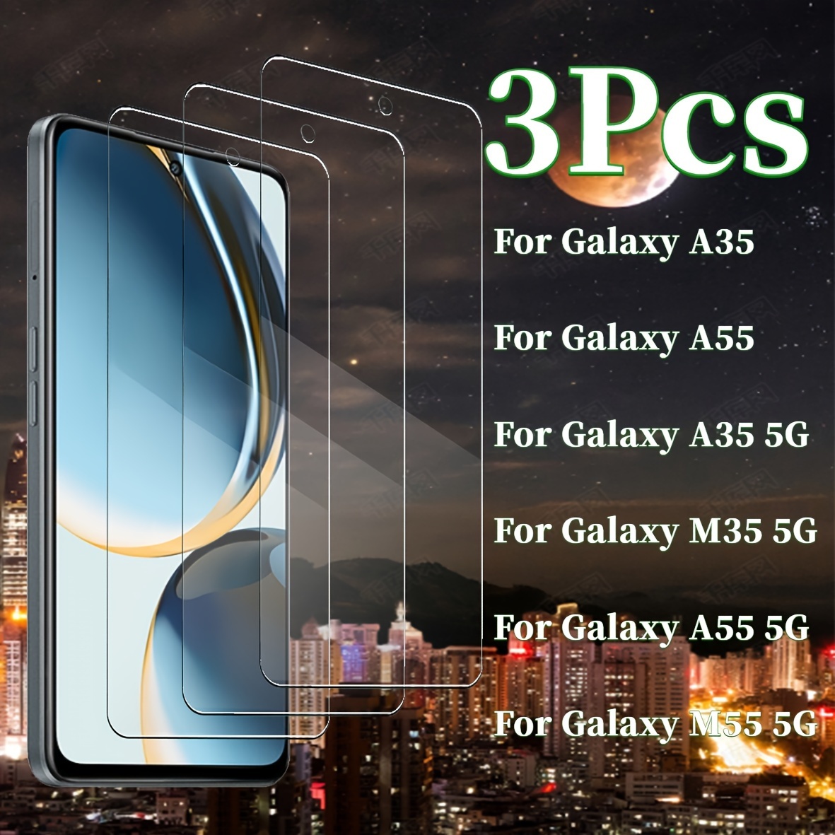 

3-pack 9h Tempered Glass Screen Protector For Samsung Galaxy A35/a35 5g/a55/a55 5g/m35 5g/m55 5g, Glossy High Definition Clear Coverage, Bubble-free Installation, Strong Fingerprint Resistance