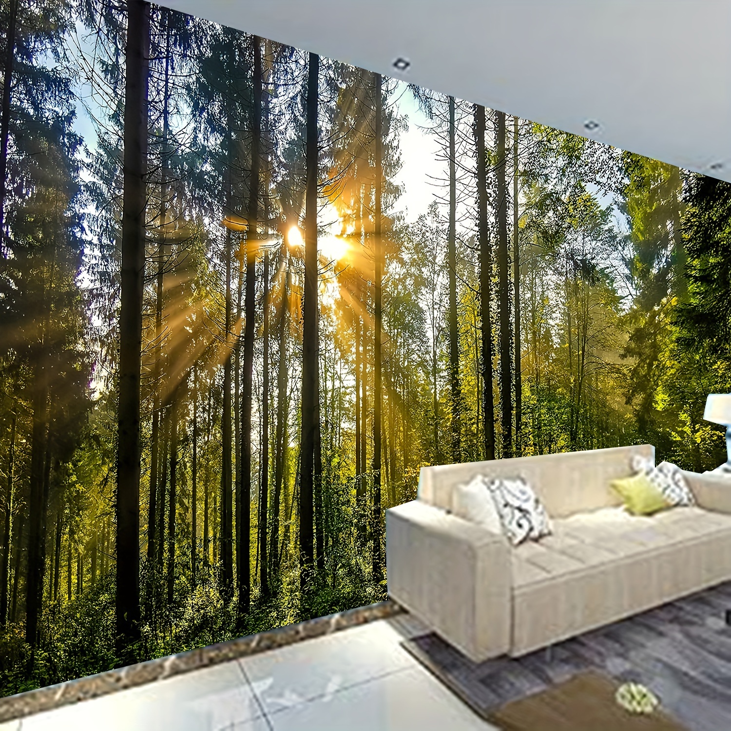 

1pc Forest Dawn Scenery Tapestry - Knit Polyester Wall Hanging For Bedroom, Living Room, Indoor Decor With Free Installation Kit