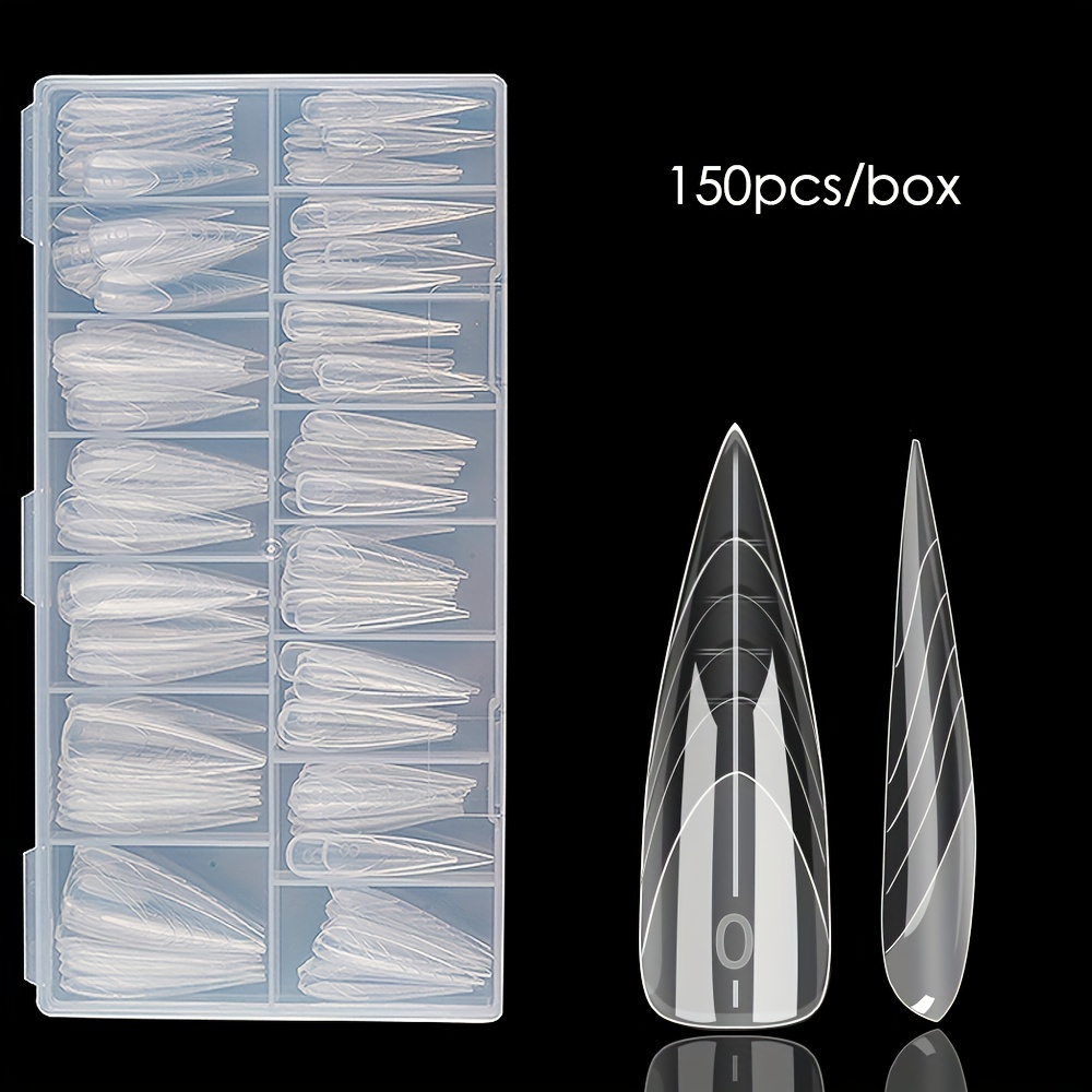 E-shop 150 Boxen transparente Aufklebenagelverlängerungen mit Spitze, Dual-Type Assassin multifunktionale Nagelformen, Kunstnägel