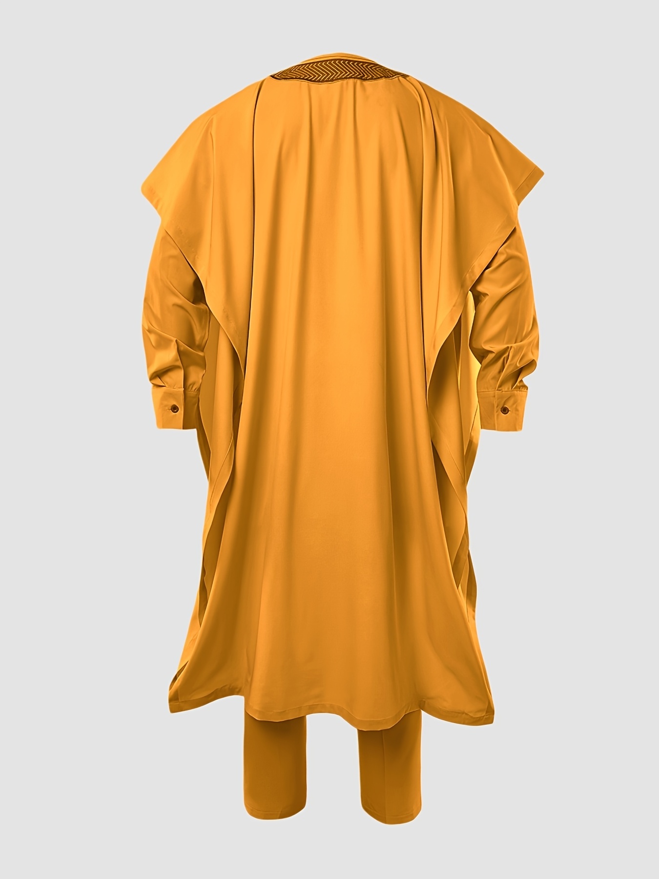 Men'S Three-Piece Agbada Set Featuring Embroidery, Pockets, And a Loose, Flowing Silhouette; Includes a Robe, Shirt, And Drawstring Elastic Waist Long Pants, Suitable for Everyday Events Like Cocktails, Weddings, Parties, Banquets, Birthdays