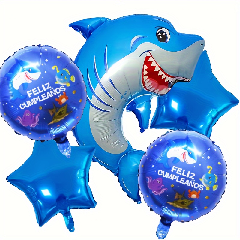 Shark Happy Birthday Foil Balloon Set Ocean Theme Birthday - Temu