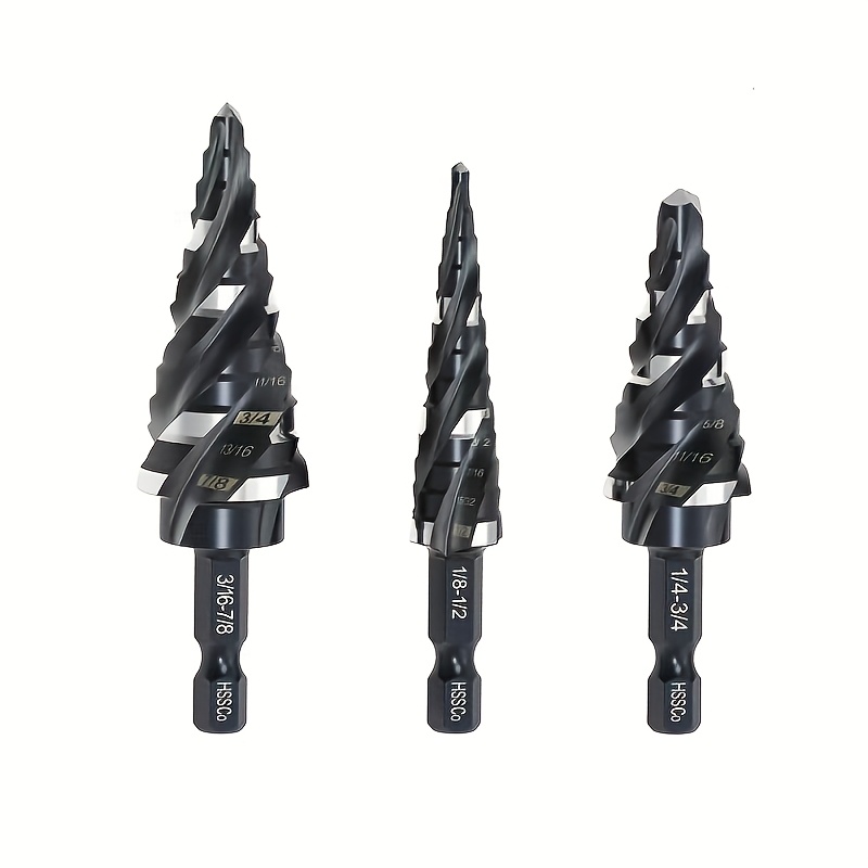 

3pcs M35 Hss Set, - 4-helical , 1/8"-7/8" -size, For Metal, Wood, Plastic, Steel & Aluminum