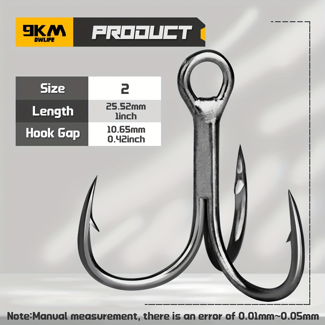 TEMU 25 pièces Hameçons Triple Treble DWLIFE 9KM - Hameçons Barbelés en Acier Haute Résistance, Ancrages pour Eau Salée et Douce, Poissons de Gros,