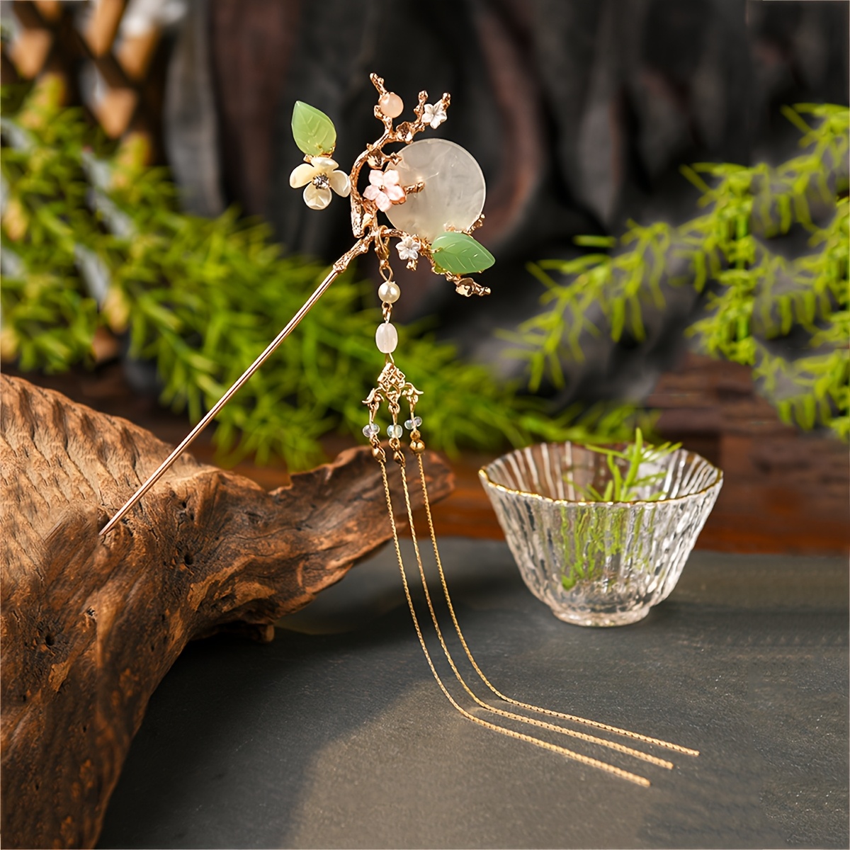 Image of 1 Hanfu Headdress Hairpin Super Ancient Style Hair Additions Tassel Bu Yao Hairpin Ancient Costume Additions