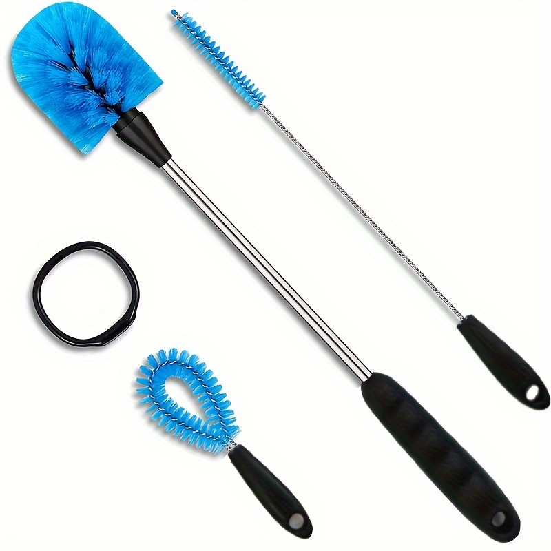 TEMU 3-in-1 Stainless Steel Long Handle Bottle Cleaning Brush Set, For Bottles, Sports Water Bottles, , Travel Mugs & Baby Bottles, Round Head