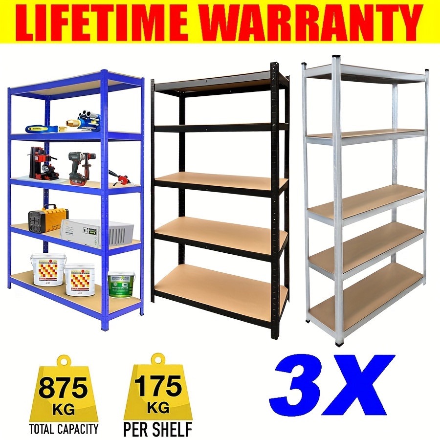5-Tier Heavy-Duty Racking, Bolt-Free Industrial Storage Rack
