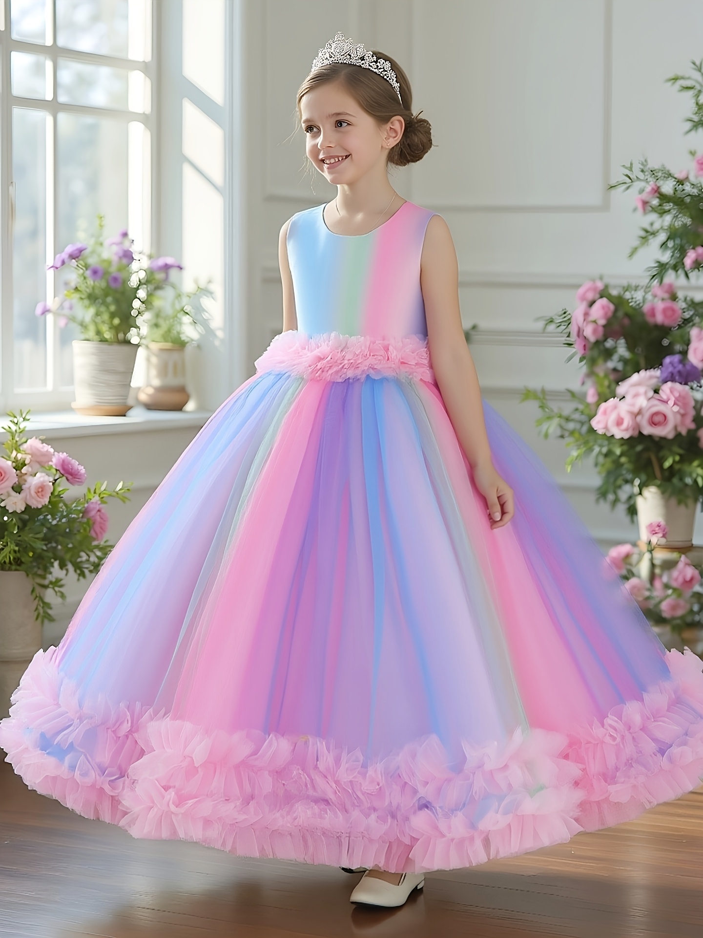 girl rainbow dress sold on Temu United States