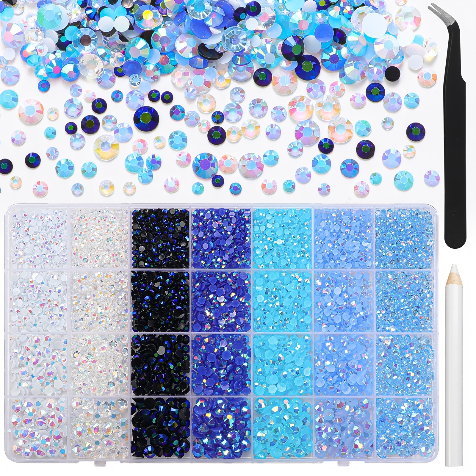 TEMU 22000pcs Strass pour Décorations, en Résine Jelly Décoratives 3-5Mm, Kit de Décoration pour Artisanat, AB à Dos Plat pour Ongles, Cosmétique du
