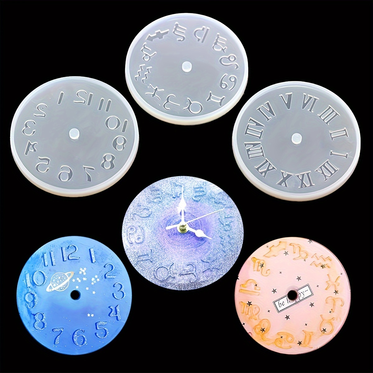 

1pc Clock Resin Mold Roman Digital Constellation Silicone Mold Handmade Diy Resin Mold For Jewelry Making Tools Home Wall Hanging Decoration