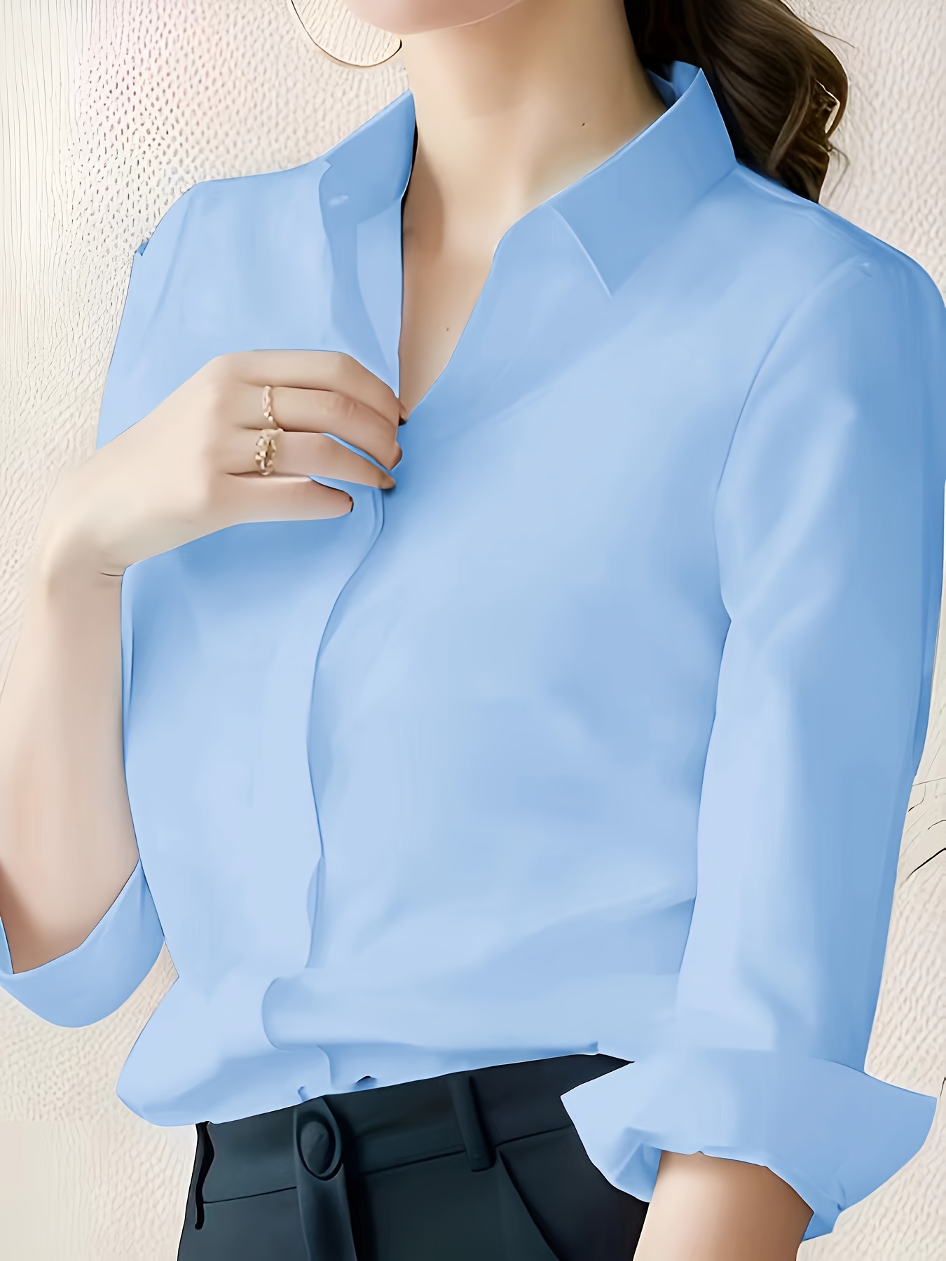 camisa larga entallada mujer casual cuello Temu Brazil