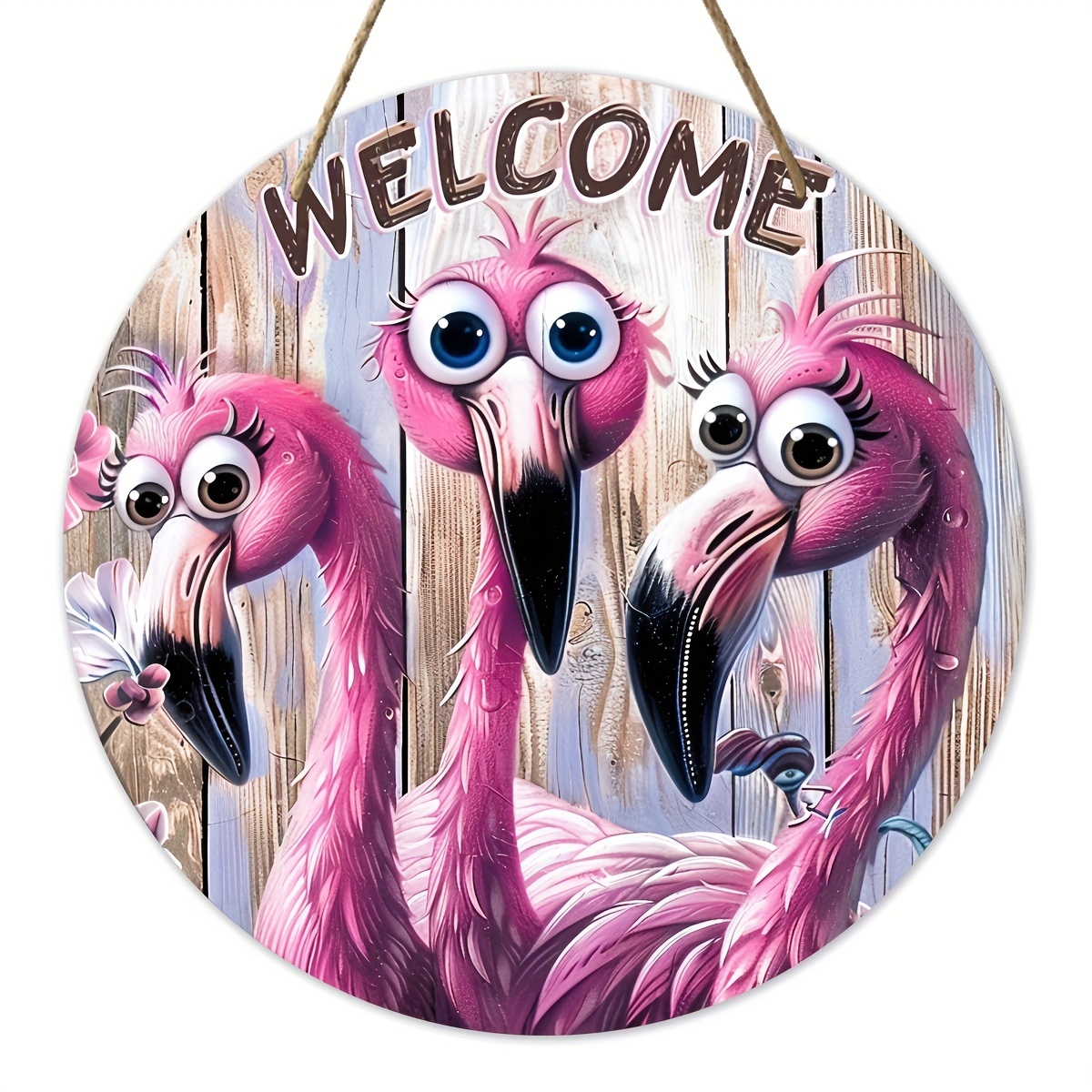

Charming Flamingo Welcome Sign - 7.9"x7.9" Pink Wooden Wall Decor For Home, Room Aesthetics & Front Door - Perfect Gift For Friends, Farmhouse Porch Accent Flamingo Decor Flamingo Yard Decor