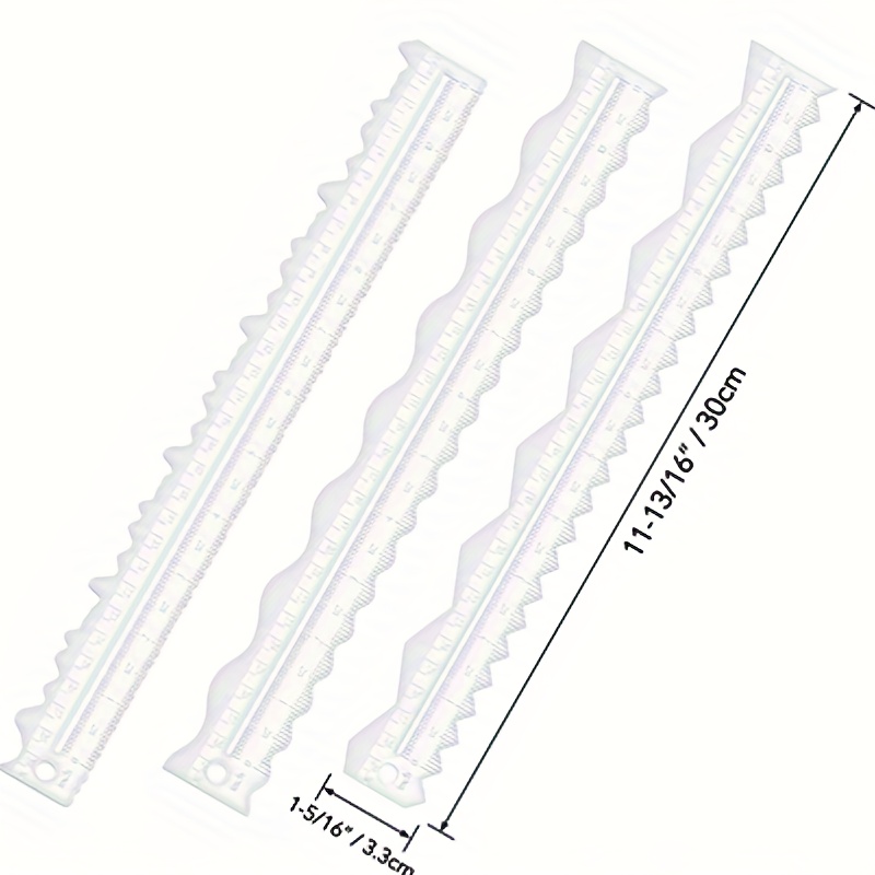 3pcs/set Acrylic Paper Tear Ruler Wave Serrated Decorative Edge Ultra-thin Tear Ruler Guide For Scrapbooking Craft Tools