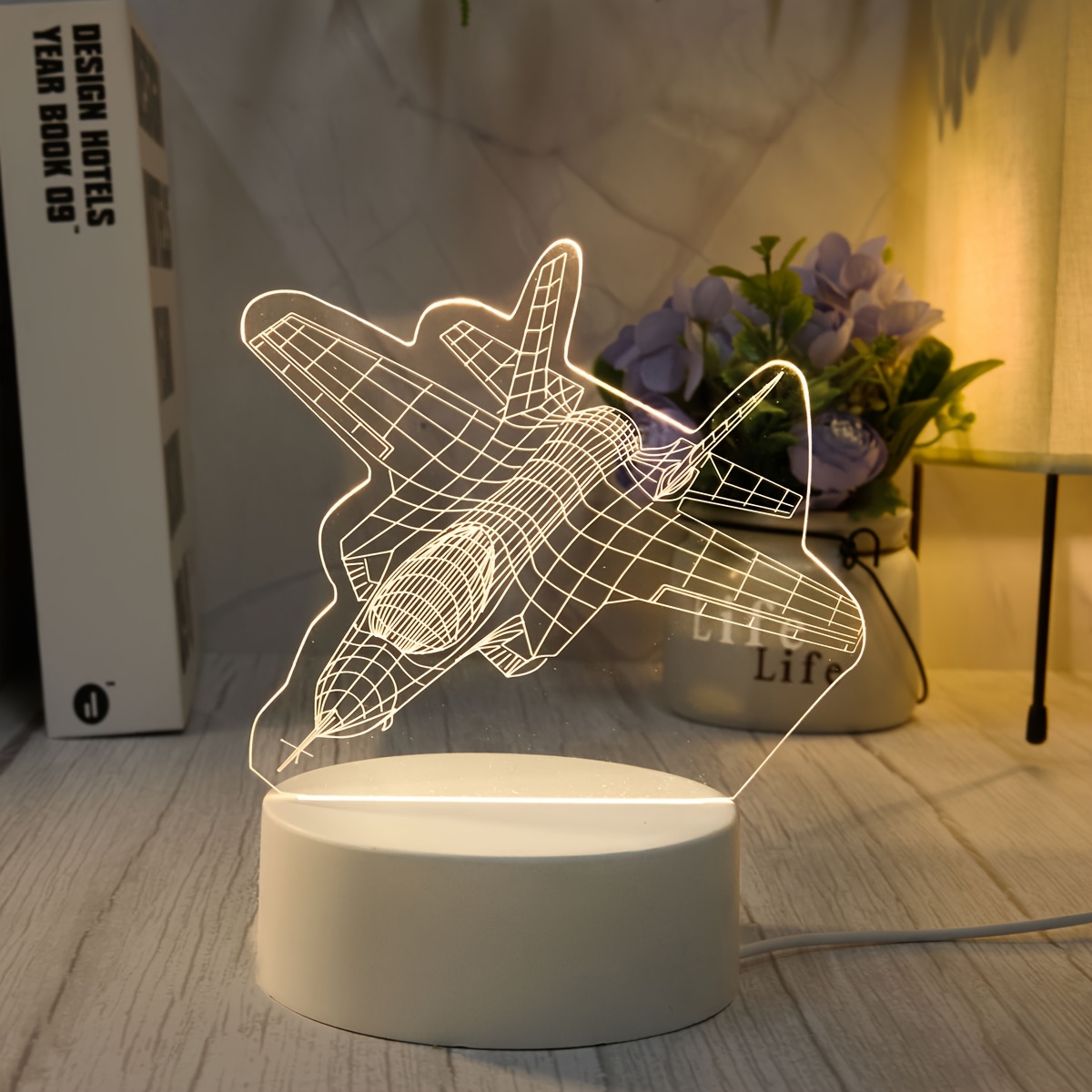 Creative Luminous Fighter Jet Model Table Lamp