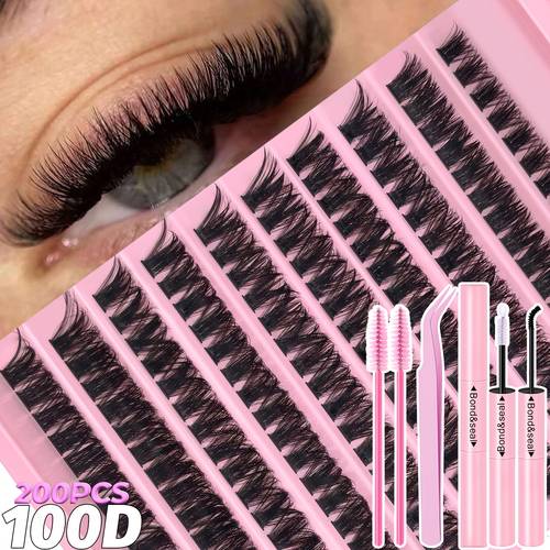 eyelash extension kit 30d 40d 80d 100d d lashes 8 16mm mixed lengths with natural wispy thick extra thick styles self application kit with seal applicator tool for at home use beginner friendly reusable