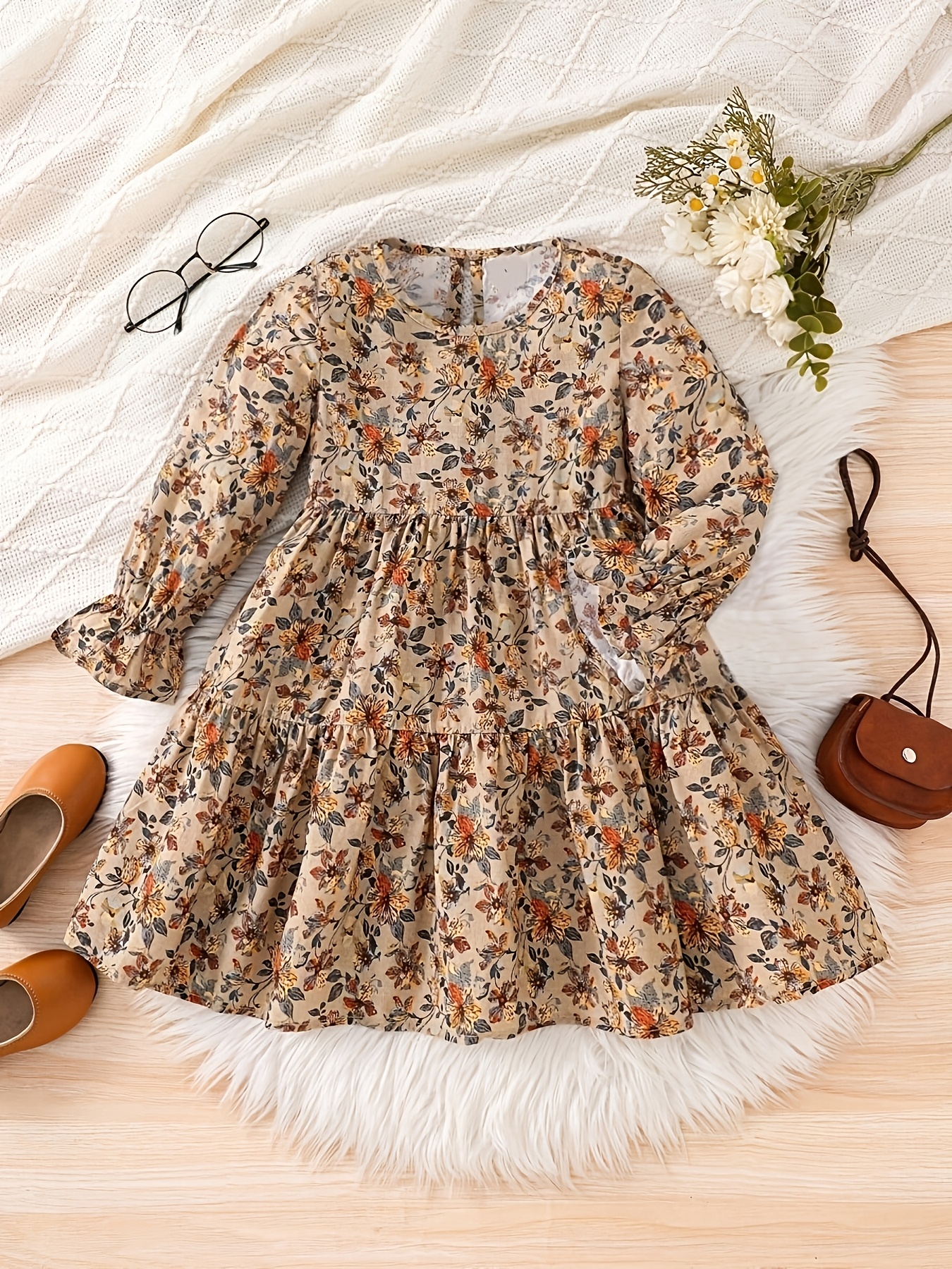 brown ruched midi dress Aurora Smocked Maxi Dress – Inherit Co main image 1