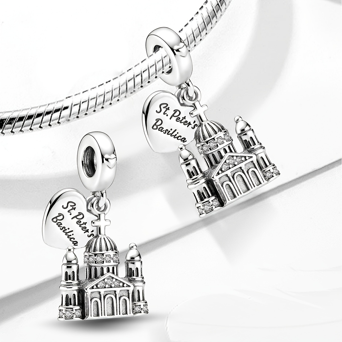 Women's 925 Silver St. Peter's Basilica DIY Beaded Pendant