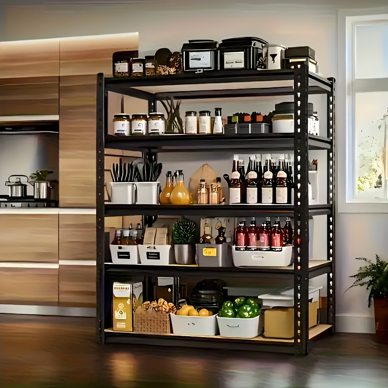 Heavy Duty 5-Tier Metal Shelving Unit 72" H, 2000 lbs Capacity, Adjustable Garage Storage Rack, Black