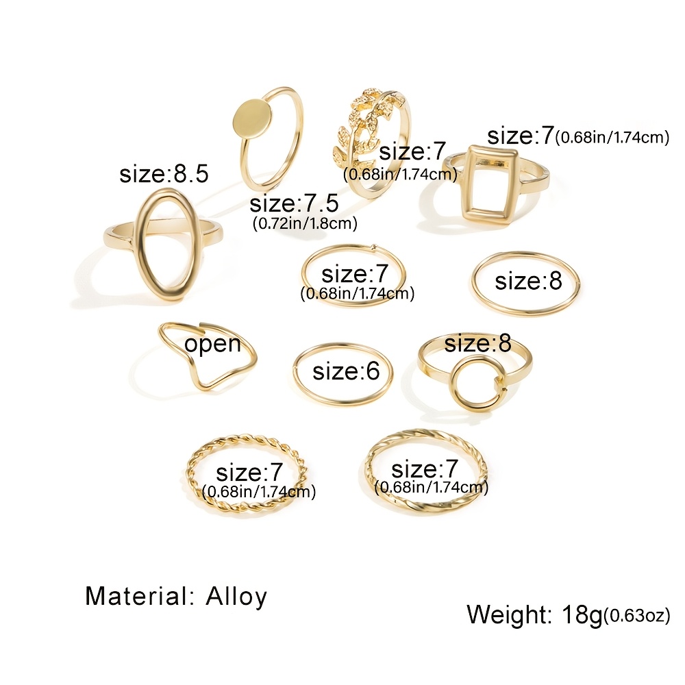 11pc Retro Golden Geometric Stackable Ring Set — Unique Gift