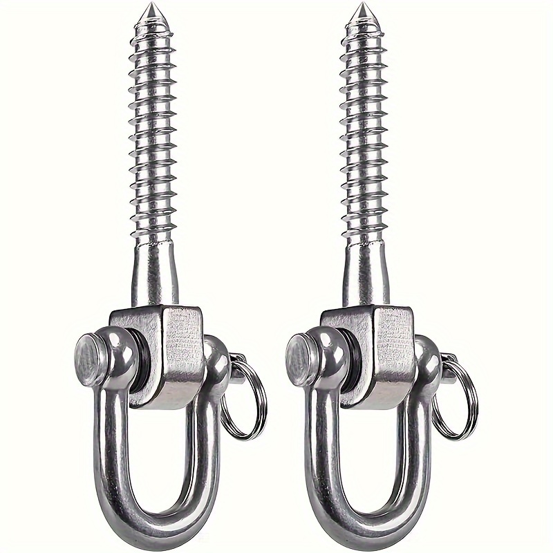 

2pcs Swing Hooks, 180° Hangers, Stainless Steel Swing Hook, Load Capacity Playground Hammock Hook, Yoga Hammock, Rope Chair, Sandbag, Punching Bag, Porch