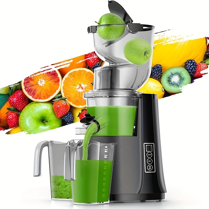 TEMU Cold Press Juicer Machines, Slow Masticating Juicers With 3.3-inch Wide Dual Feed Chute For Whole Fruits And Vegetables, Juice Extractor Maker