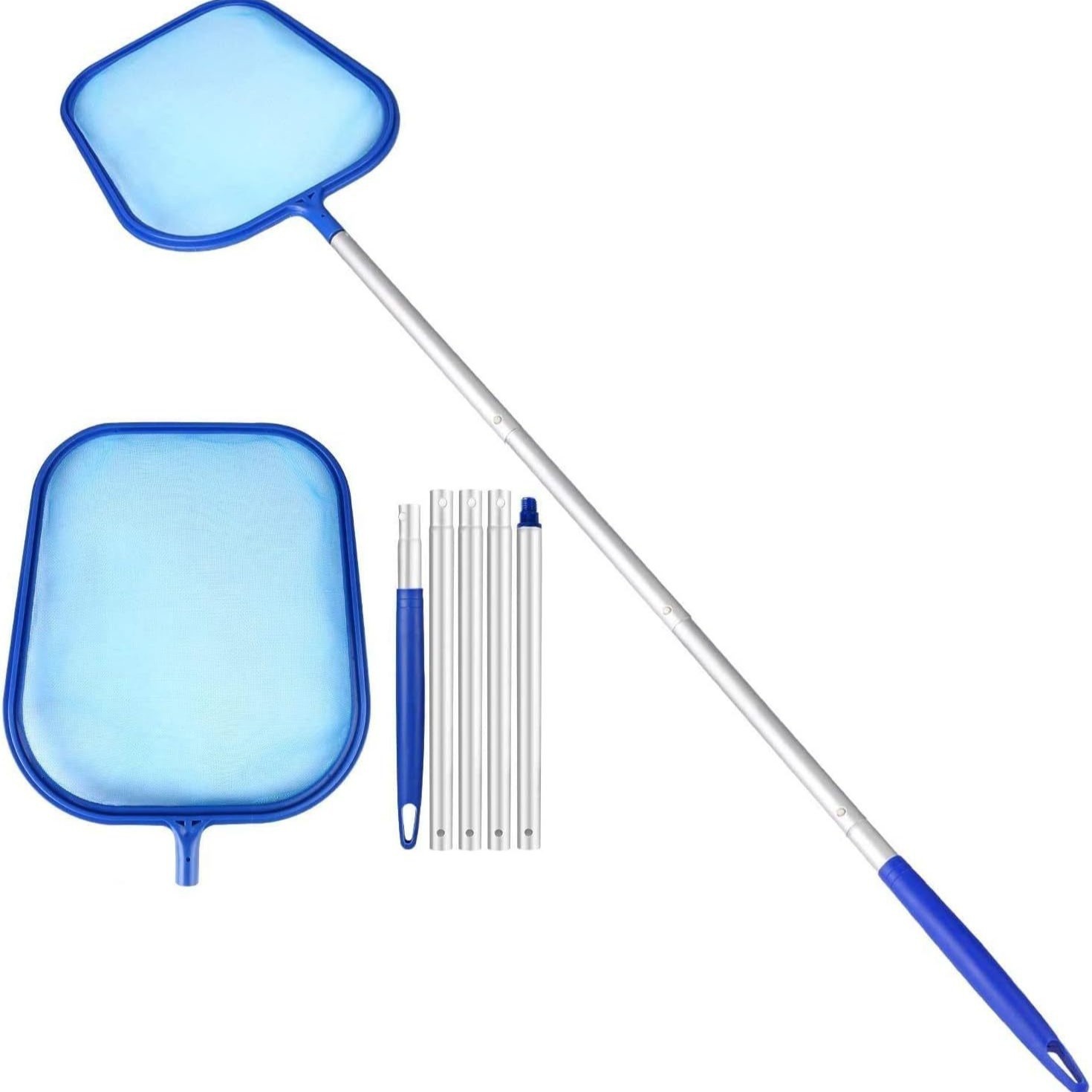 6pcs Swimming Pool Cleaning Accessory Set: Leaf Net, Skimmer Net, Flat Net, And Aluminum Alloy Pole For Deep And Shallow Removal