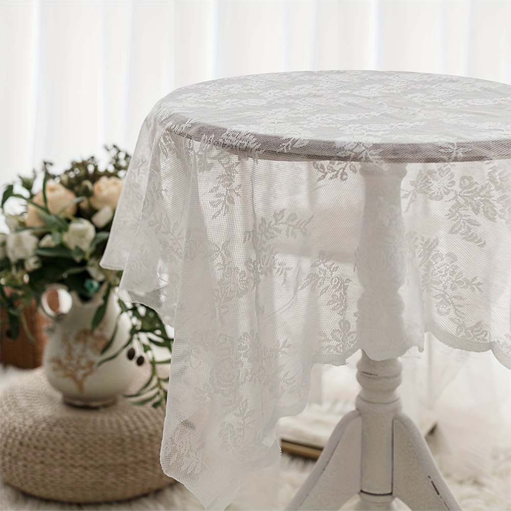 Pardecor Lace Tablecloth Rectangle 60x120 2 Pack White Lace Tablecloth Lace  Table Clothes Vintage Tea Party Table Cloths Lace Table Cover Floral