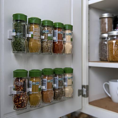 wall mounted spice jar storage shelf heavy duty plastic adjustable kitchen organizer with perforated shelves and suction cup leg mount space saving spice rack for cabinets pantry countertop fit for spice jars and containers