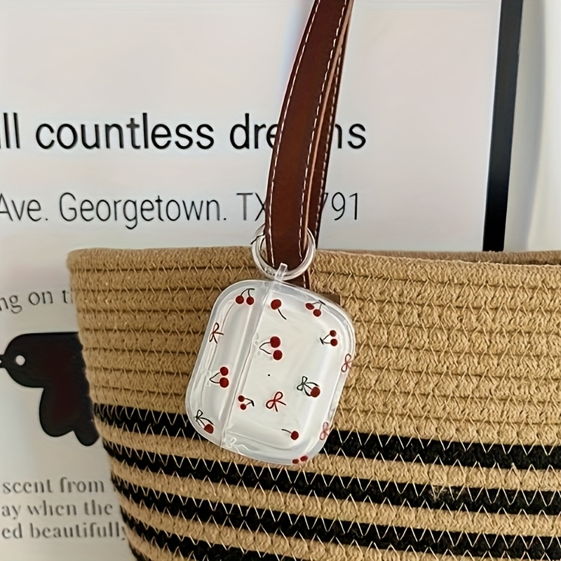 Image of Ins Cute Cherry Bow Style Suitable For Earbuds Anti-fall Protective Case Cover Suitable For Airpods Earphone Case Anti-scratch Anti-fall Protective Cover