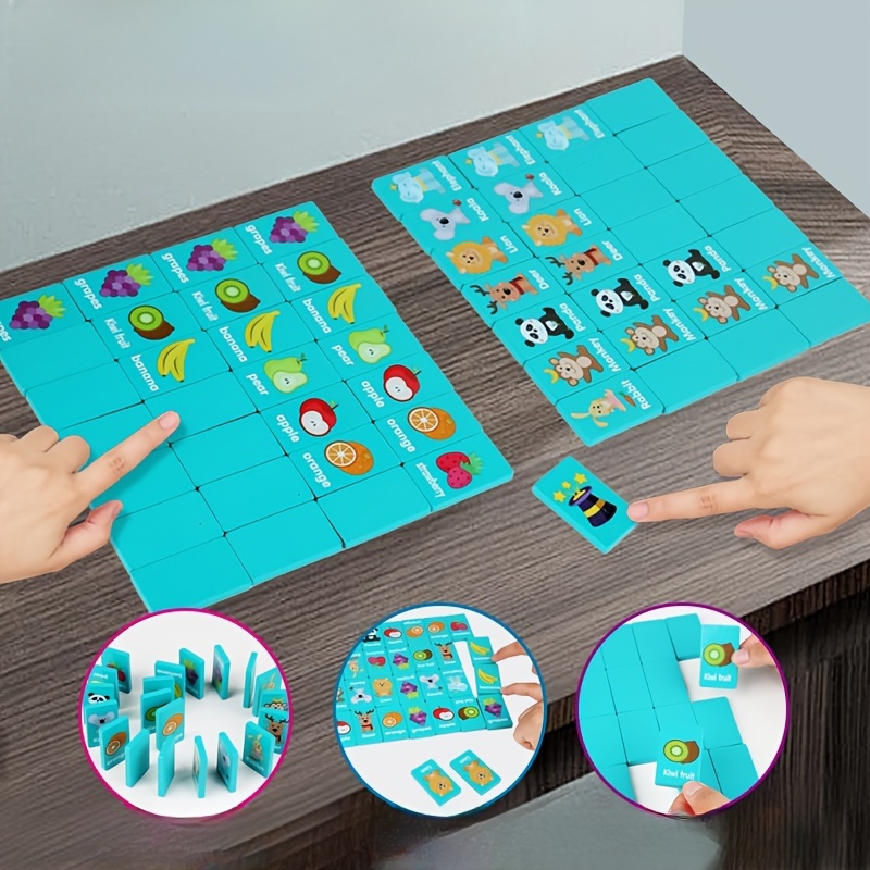 

Wooden Connecting Game For Kids - Educational And Memory Puzzle Toy With Mixed Color Matching Cards