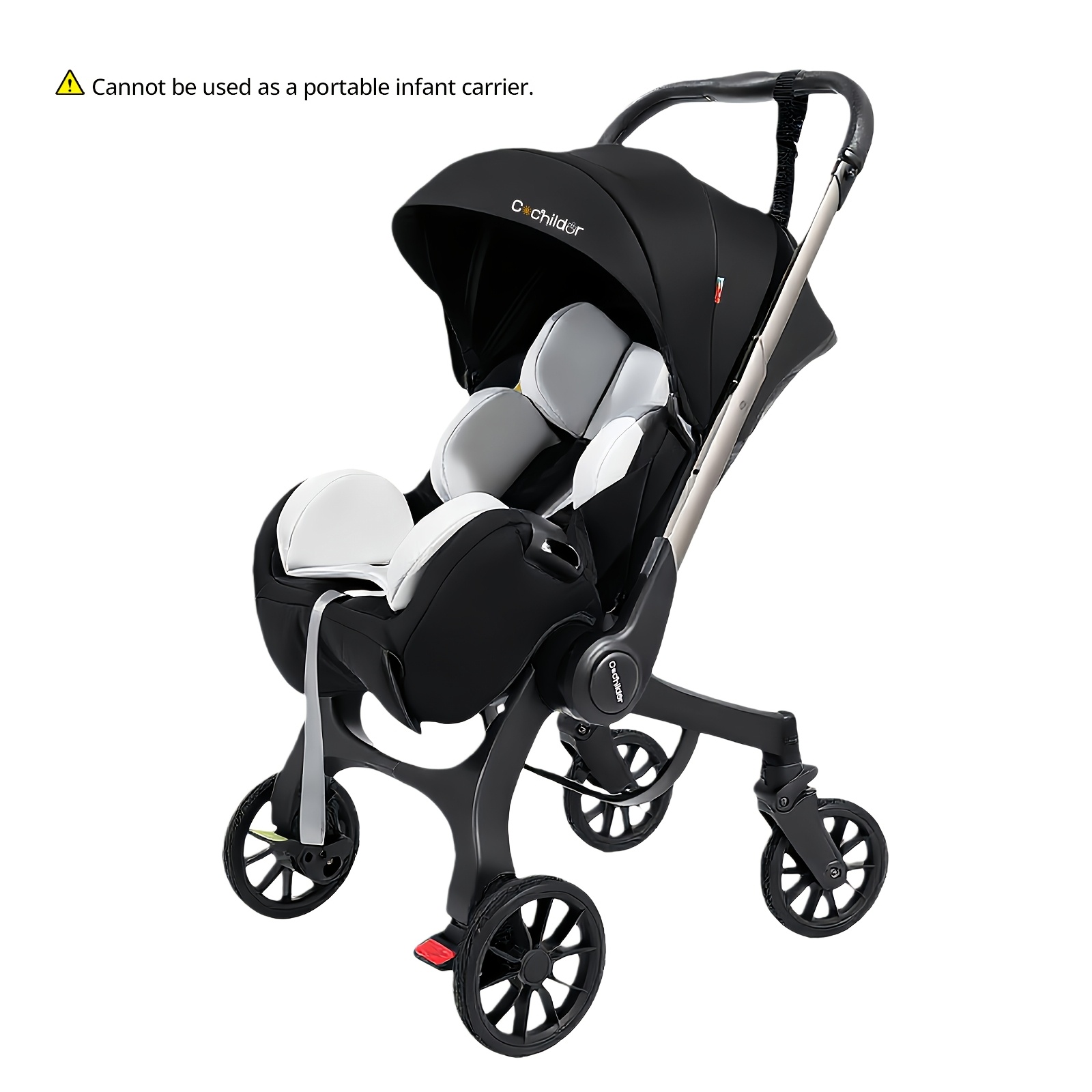 TEMU Travel Baby Stroller, Foldable And Bidirectional, Adjustable Sunshade Roof, Metal Frame And Comfortable Fabric- Multiple Colors (black/ Pink/