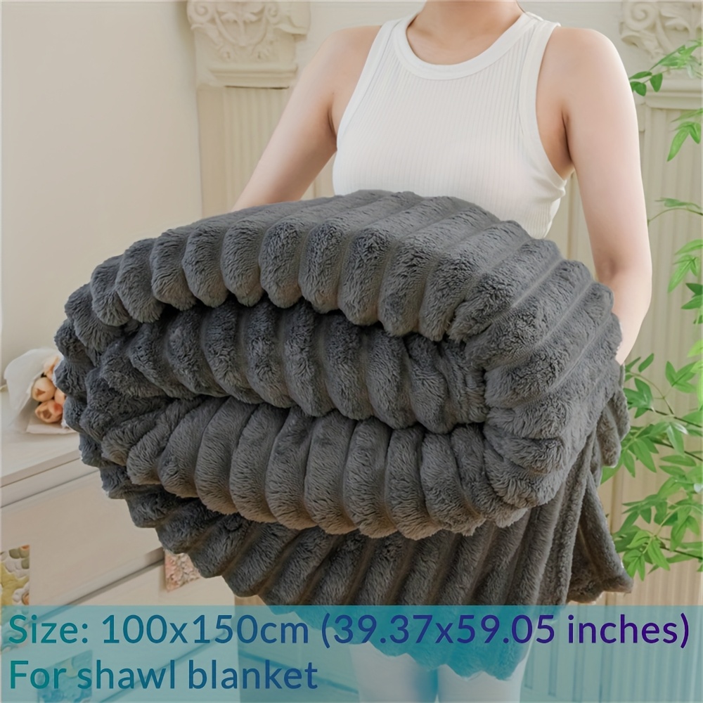 TEMU Luxury Faux Rabbit Fur Blanket, Solid Color - Soft, Warm, And Comfortable, Suitable For Sofa, Bed, Office, And Travel - Multipurpose, Gift