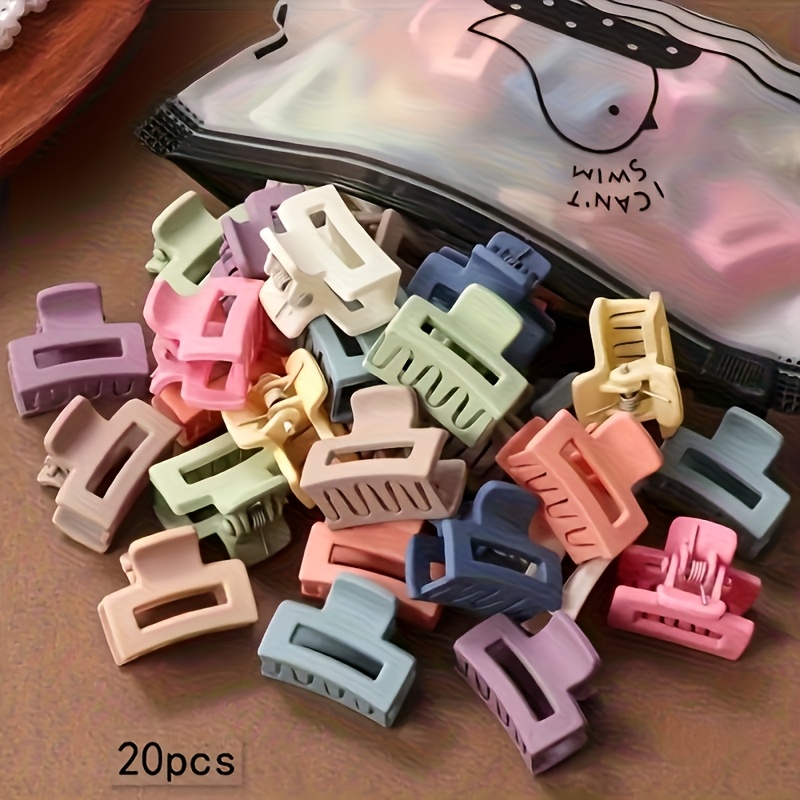 20pcs Women's Matte Rectangular Hair Clips - Candy Color Small Women's Hairpins, Daily Styling , , , For Fashion Enthusiasts